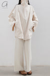 SWAYING/KNIT Seamless wool dark crease trousers SW22AW3B14 White